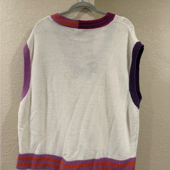 Colorful Cable Knit V-Neck Sweater Vest - Picture 2 of 2